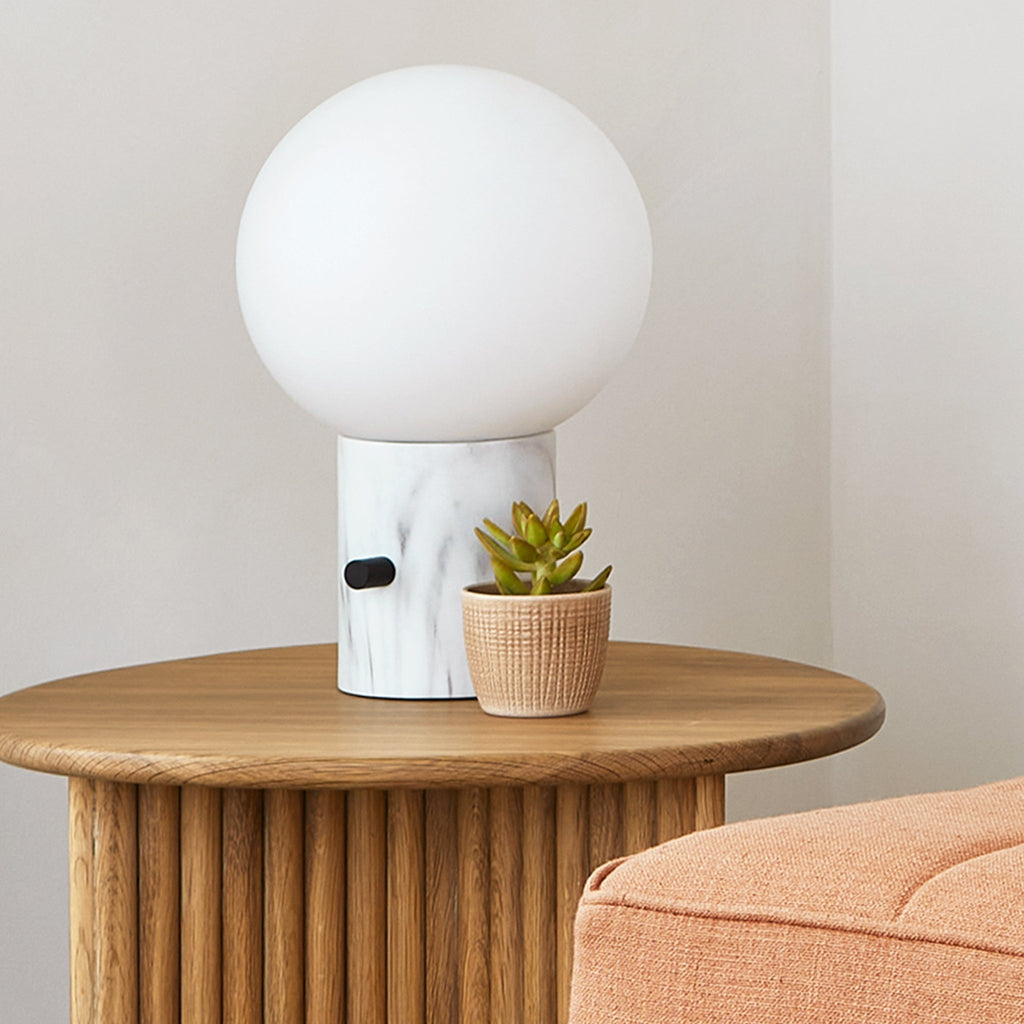 Milton Callisto Table Lamp Globe Shade with Marble Resin Base & Dimmable Switch - Sage InteriorsSage InteriorsLamp