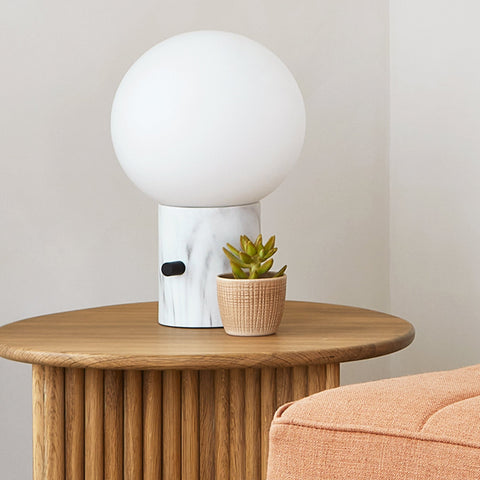 Milton Callisto Table Lamp Globe Shade with Marble Resin Base & Dimmable Switch - Sage InteriorsSage InteriorsLamp