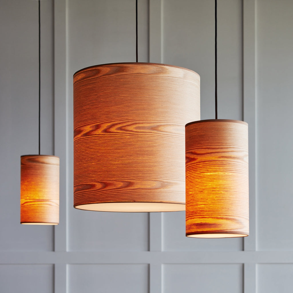 Milton Large Pendant Light – Natural Wood Veneer Lampshade with Black Cord - Sage InteriorsSage InteriorsLight