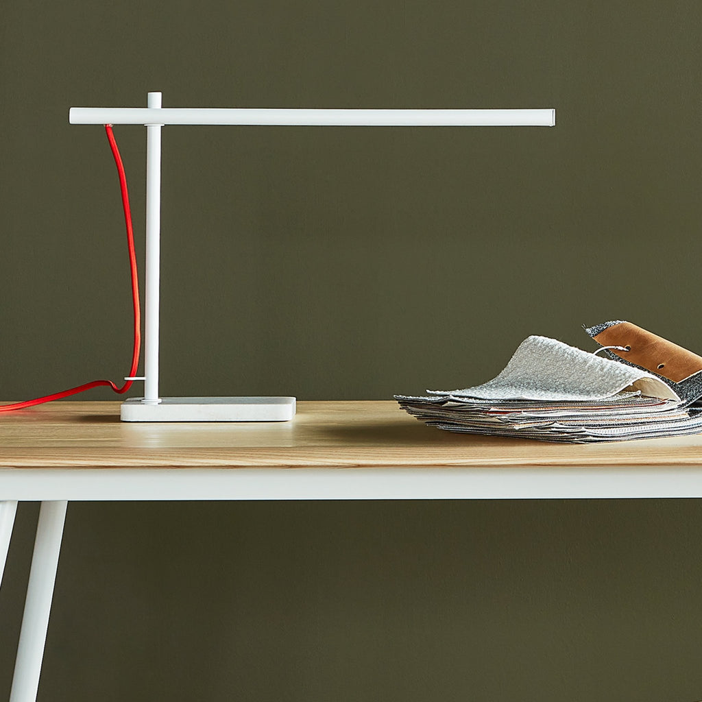 Milton Lewis Task Lamp Marble Base with Red Braided Cord & Dimmable Switch - Sage InteriorsSage InteriorsLamp