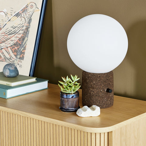 Milton Monocle Table Lamp Cork Base with Globe Shade & Dimmer Control - Sage InteriorsSage InteriorsLamp