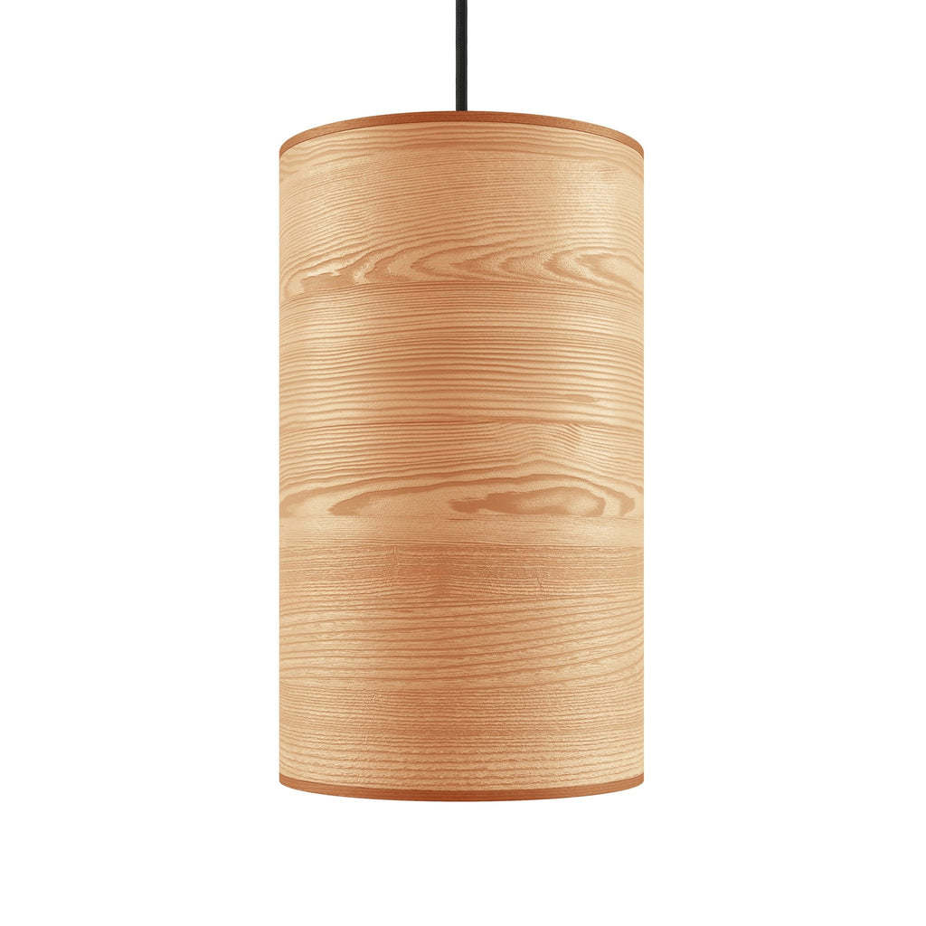 Milton Small Pendant Light Natural Wood Veneer Drum Shade with Black Cord - Sage InteriorsSage InteriorsLight