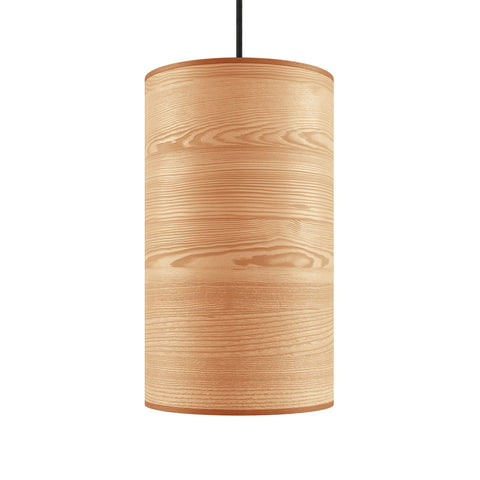 Milton Small Pendant Light Natural Wood Veneer Drum Shade with Black Cord - Sage InteriorsSage InteriorsLight