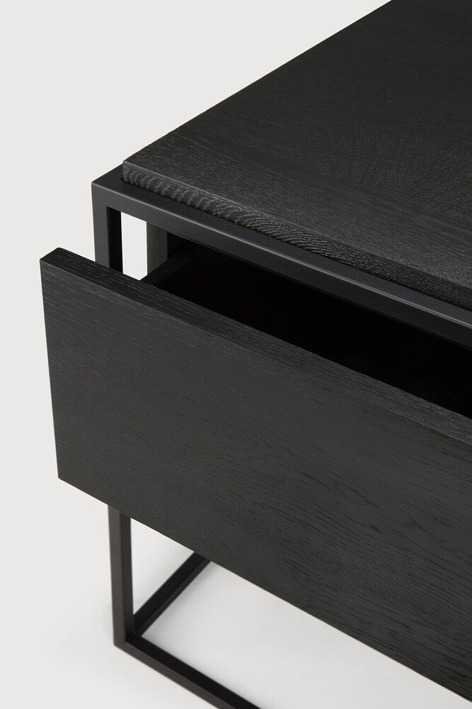 Monolit Bedside Table – Modern Oak & Steel Nightstand by Sage Interiors - Sage InteriorsEthnicraft