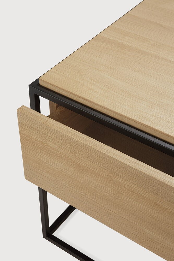 Monolit Bedside Table – Modern Oak & Steel Nightstand by Sage Interiors - Sage InteriorsEthnicraft