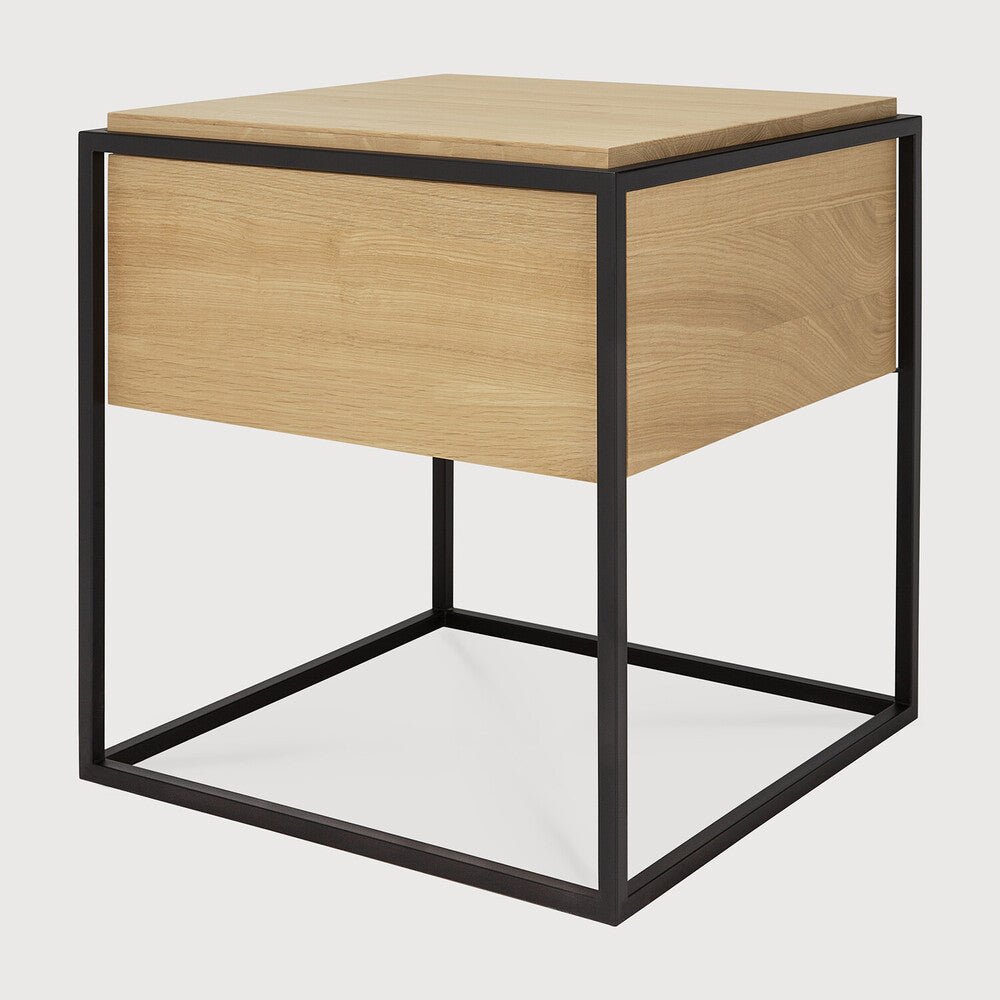 Monolit Bedside Table – Modern Oak & Steel Nightstand by Sage Interiors - Sage InteriorsEthnicraft