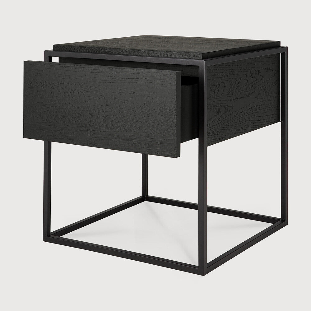 Monolit Bedside Table – Modern Oak & Steel Nightstand by Sage Interiors - Sage InteriorsEthnicraft