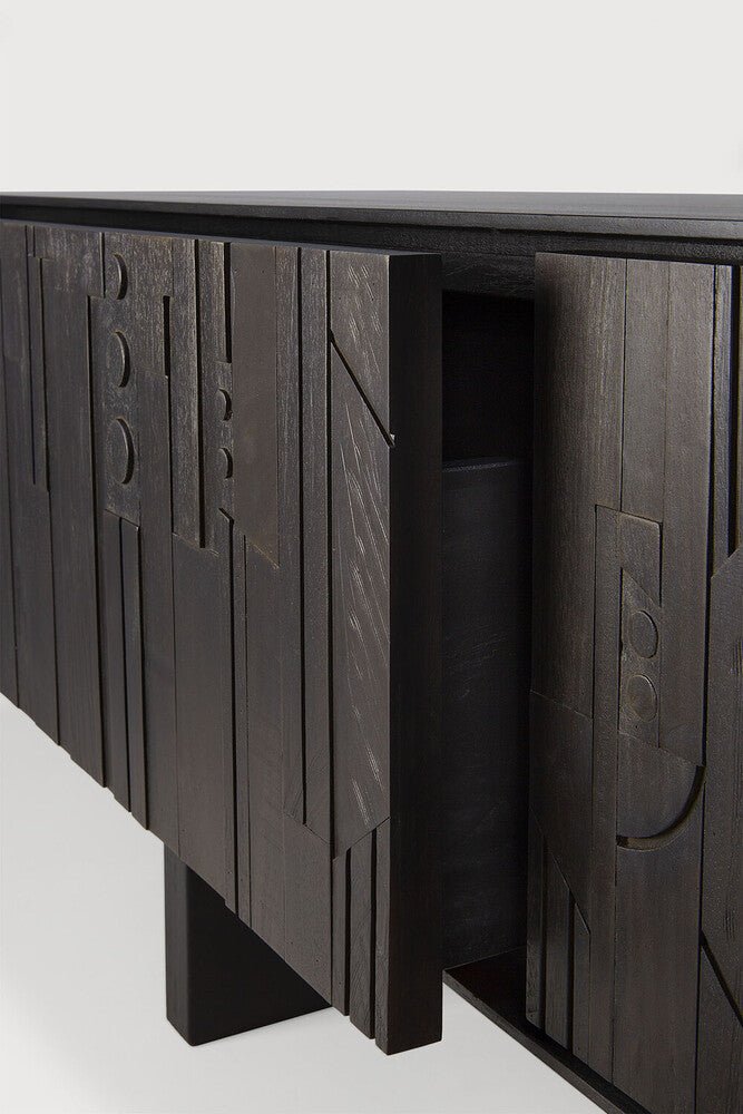 Mosaic Teak TV Cupboard – Sculptural Media Console with Geometric Design - Sage InteriorsEthnicraftConsole
