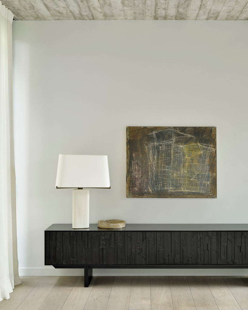 Mosaic Teak TV Cupboard – Sculptural Media Console with Geometric Design - Sage InteriorsEthnicraftConsole
