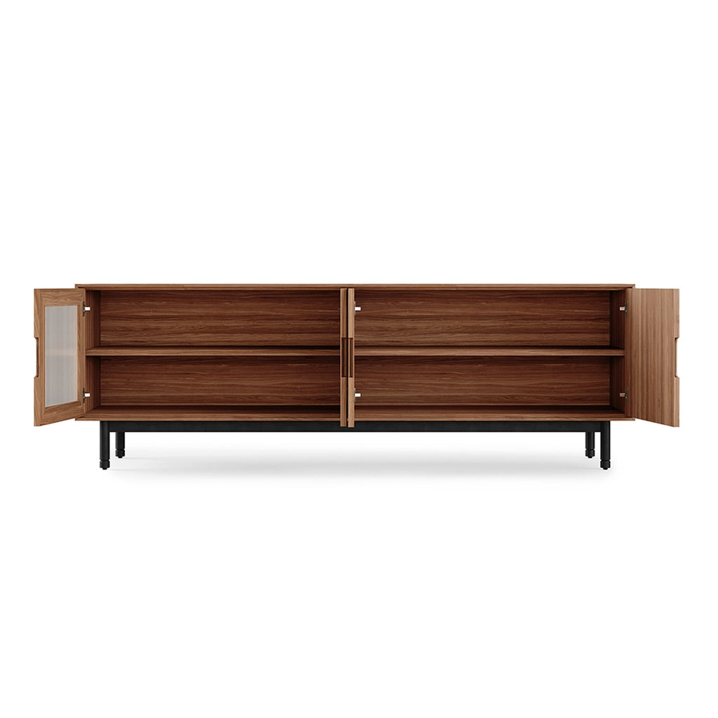 Munro Credenza – Fluted Glass Walnut or Oak Cabinet with Adjustable Shelves - Sage InteriorsSage InteriorsCabinet