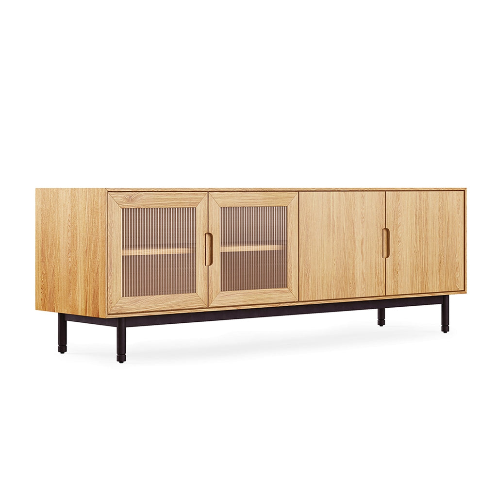 Munro Credenza – Fluted Glass Walnut or Oak Cabinet with Adjustable Shelves - Sage InteriorsSage InteriorsCabinet