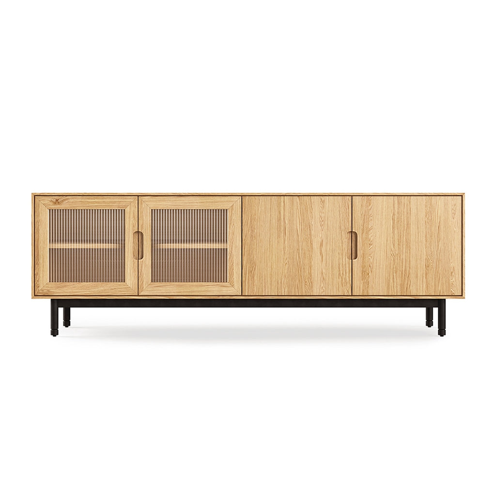 Munro Credenza – Fluted Glass Walnut or Oak Cabinet with Adjustable Shelves - Sage InteriorsSage InteriorsCabinet