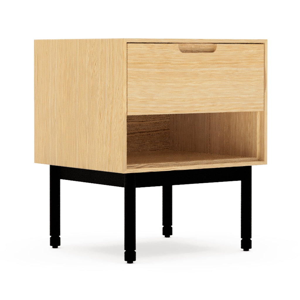 Munro End Table – Walnut or Oak Bedside Table with Drawer and Open Shelf - Sage InteriorsSage InteriorsCabinet