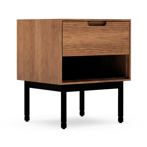 Munro End Table – Walnut or Oak Bedside Table with Drawer and Open Shelf - Sage InteriorsSage InteriorsCabinet