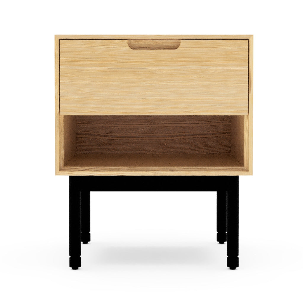 Munro End Table – Walnut or Oak Bedside Table with Drawer and Open Shelf - Sage InteriorsSage InteriorsCabinet