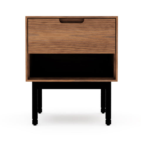 Munro End Table – Walnut or Oak Bedside Table with Drawer and Open Shelf - Sage InteriorsSage InteriorsCabinet
