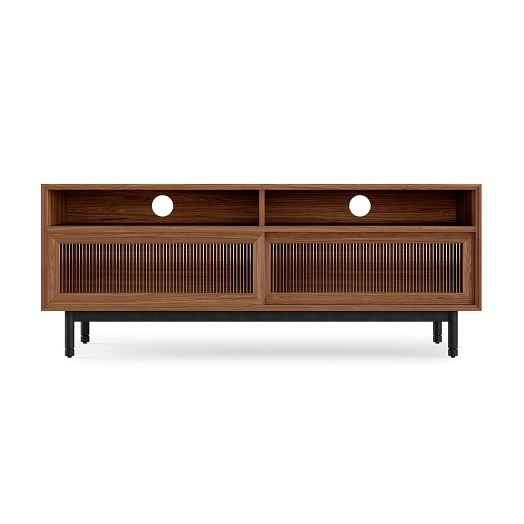 Munro Media Stand – Walnut or Oak TV Console with Sliding Fluted Glass Doors - Sage InteriorsGusCabinet