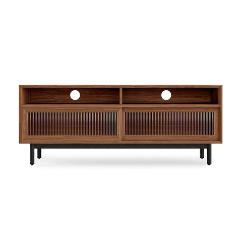 Munro Media Stand – Walnut or Oak TV Console with Sliding Fluted Glass Doors - Sage InteriorsGusCabinet