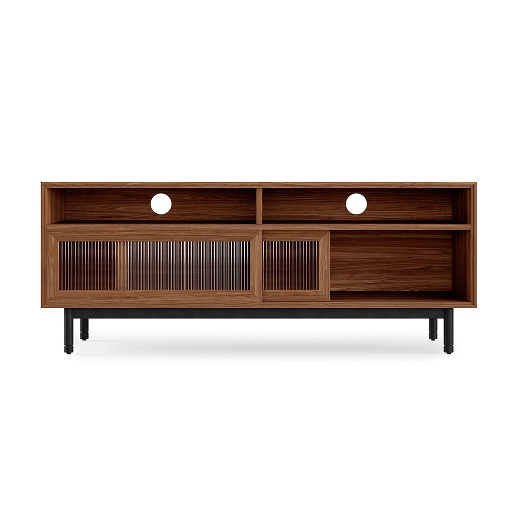 Munro Media Stand – Walnut or Oak TV Console with Sliding Fluted Glass Doors - Sage InteriorsGusCabinet