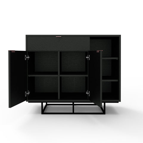 Myles Cabinet – Chevron Oak Storage with Rose Gold Accents - Sage InteriorsSage Interiorscabinet
