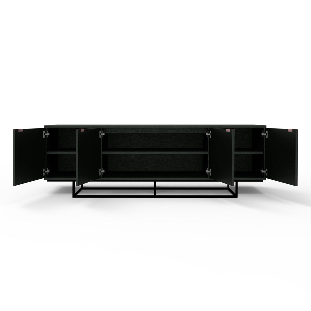 Myles Credenza – Chevron Oak Cabinet with Rose Gold Pulls - Sage InteriorsSage Interiorscabinet