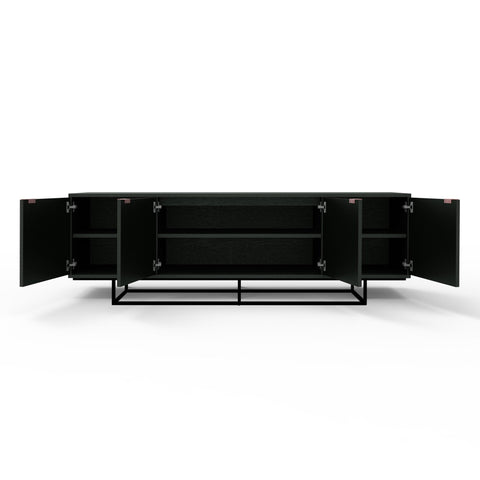 Myles Credenza – Chevron Oak Cabinet with Rose Gold Pulls - Sage InteriorsSage Interiorscabinet