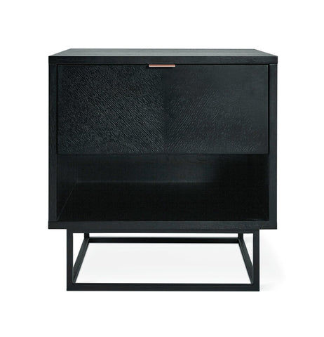 Myles End Table – Chevron Oak with Rose Gold Pull & Open Storage - Sage InteriorsSage Interiorscabinet
