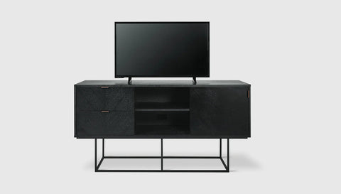 Myles Media Stand – Chevron Oak Cabinet with Rose Gold Pulls - Sage InteriorsSage Interiorscabinet