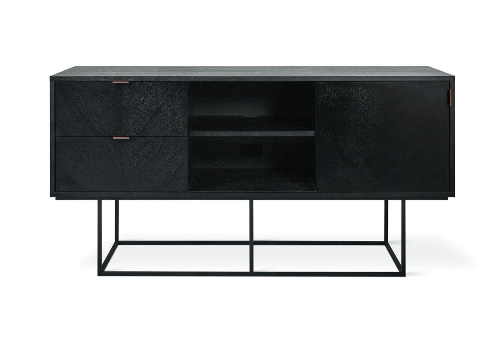 Myles Media Stand – Chevron Oak Cabinet with Rose Gold Pulls - Sage InteriorsSage Interiorscabinet