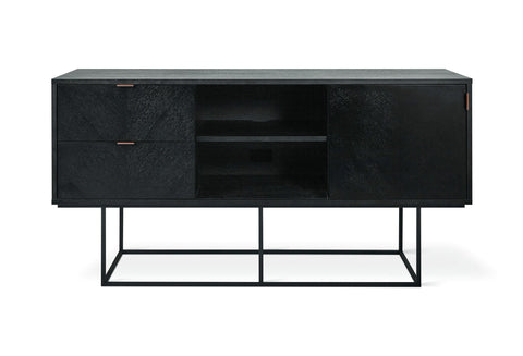 Myles Media Stand – Chevron Oak Cabinet with Rose Gold Pulls - Sage InteriorsSage Interiorscabinet