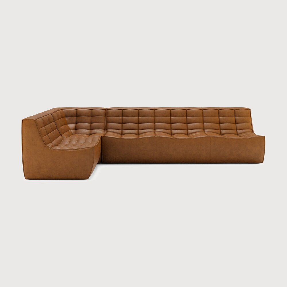 N701 Modular Sofa Set – Old Saddle Leather Sectional with Right Lounger - Sage InteriorsEthnicraftSofa