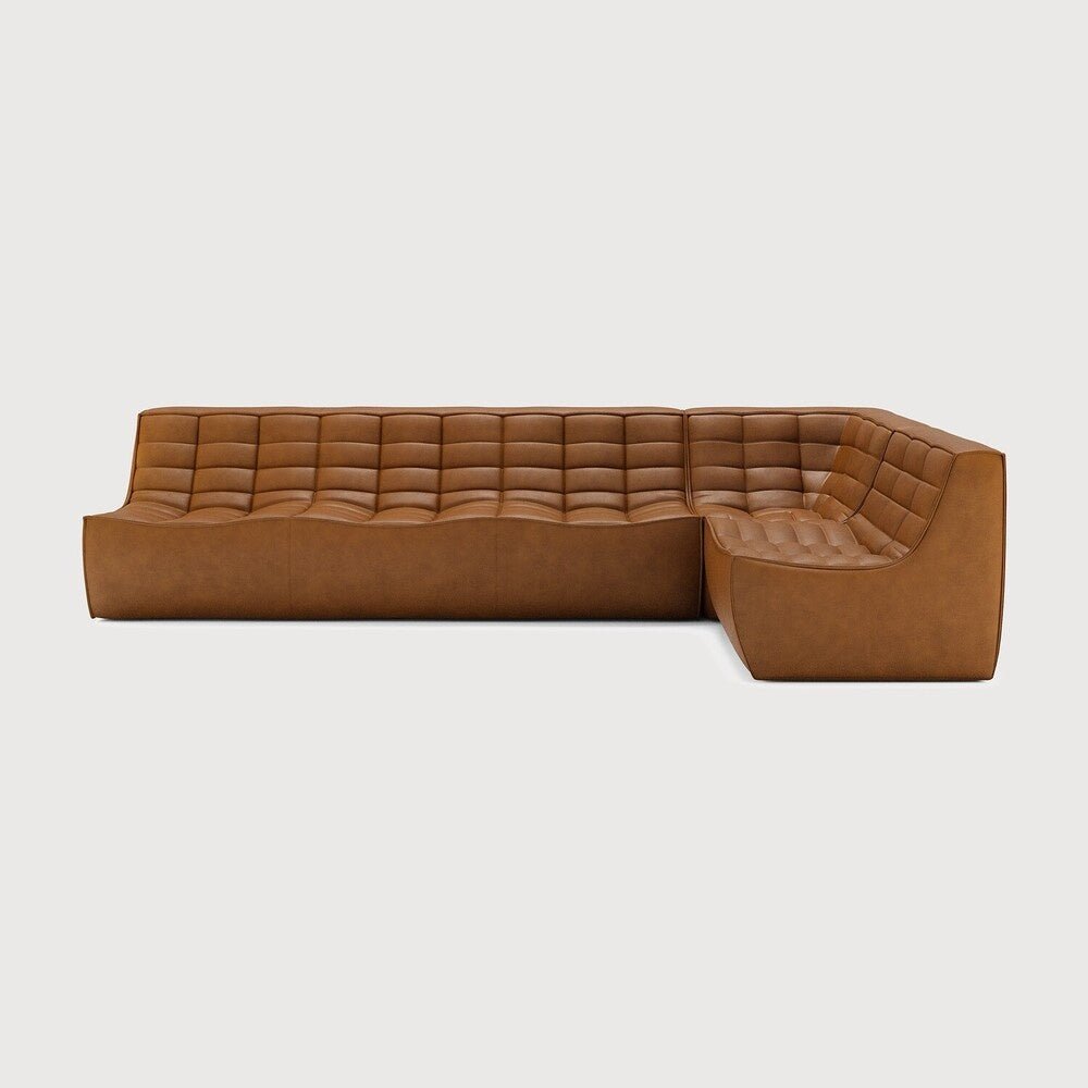 N701 Modular Sofa Set – Old Saddle Leather Sectional with Right Lounger - Sage InteriorsEthnicraftSofa