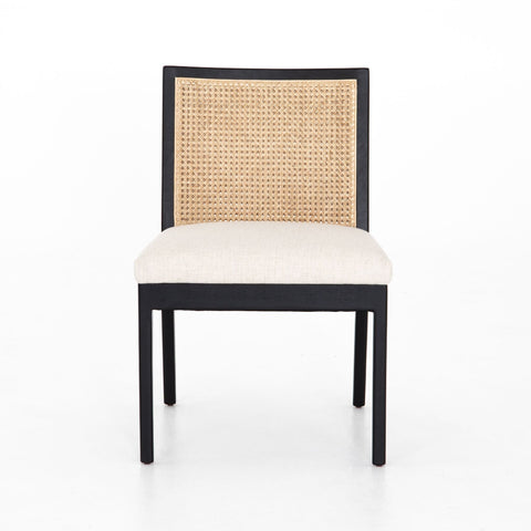 Natural Cane Armless Dining Chair, Brushed Ebony Savile Flax - Sage InteriorsFH