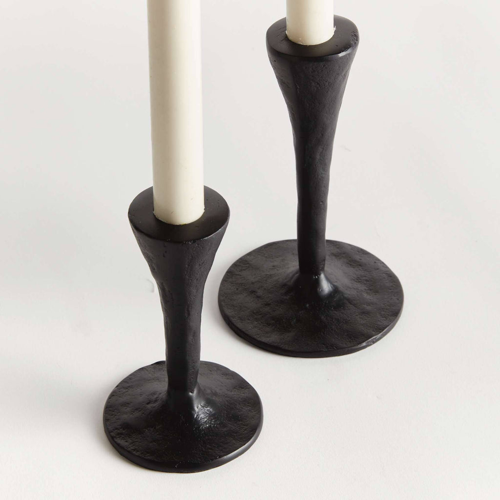 Noah Taper Holders, Set of 2 - Black, Cast Aluminum Design - Sage InteriorsNapa Home & Garden