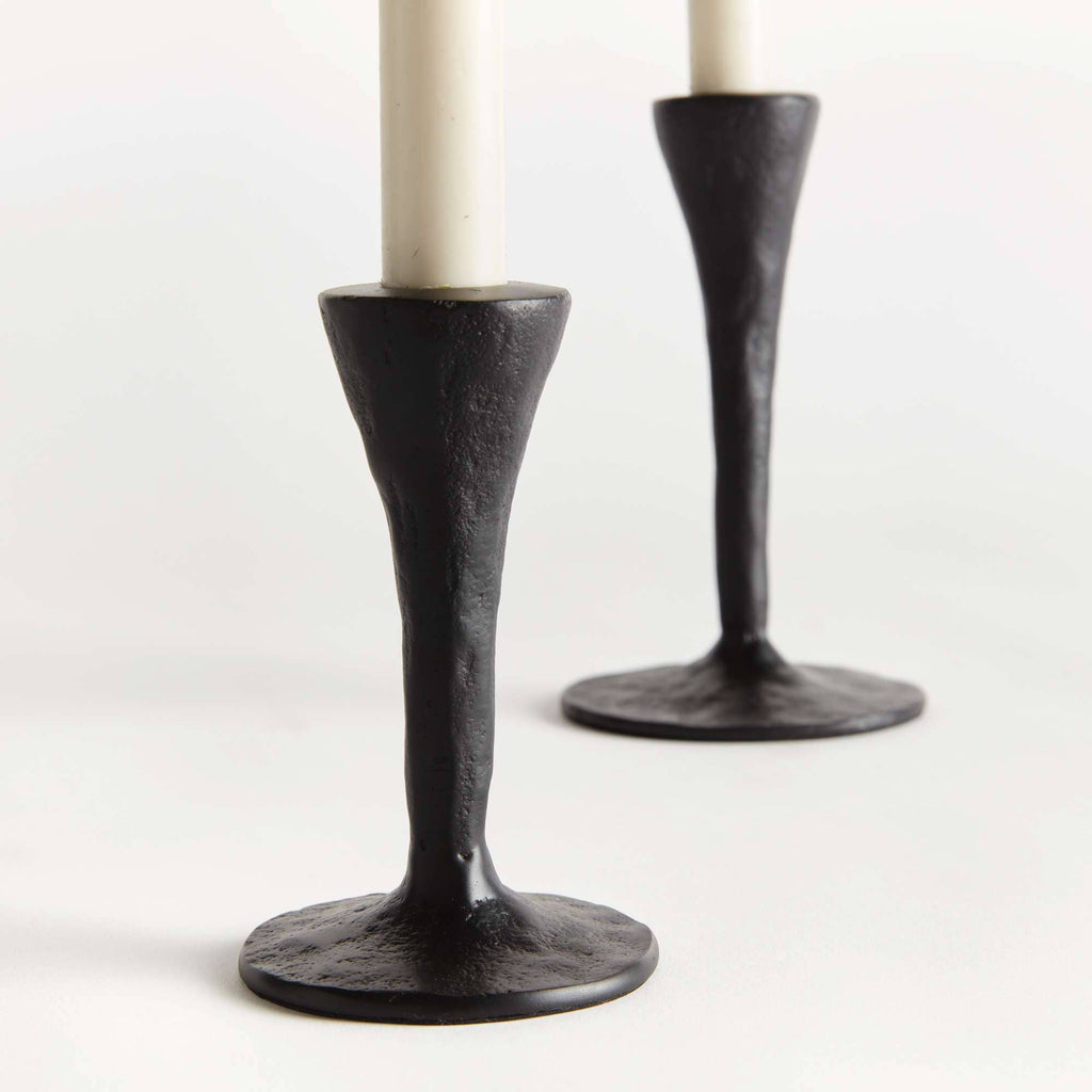 Noah Taper Holders, Set of 2 - Black, Cast Aluminum Design - Sage InteriorsNapa Home & Garden