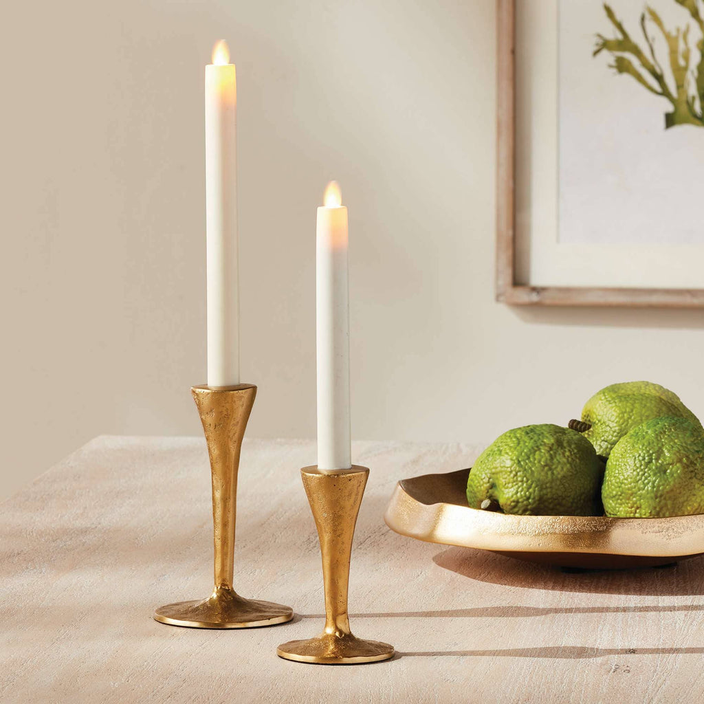 Noah Taper Holders, Set of 2 - Gold, Cast Aluminum Design - Sage InteriorsNapa Home & Garden