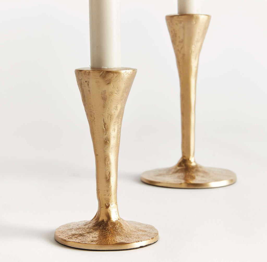 Noah Taper Holders, Set of 2 - Gold, Cast Aluminum Design - Sage InteriorsNapa Home & Garden