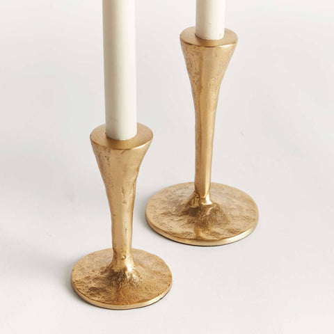Noah Taper Holders, Set of 2 - Gold, Cast Aluminum Design - Sage InteriorsNapa Home & Garden