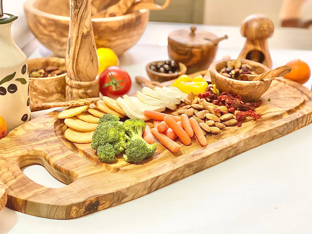 Olive Wood Charcuterie Board - Includes Juice Well: 20" - 22" - Sage InteriorsNatural OliveWood