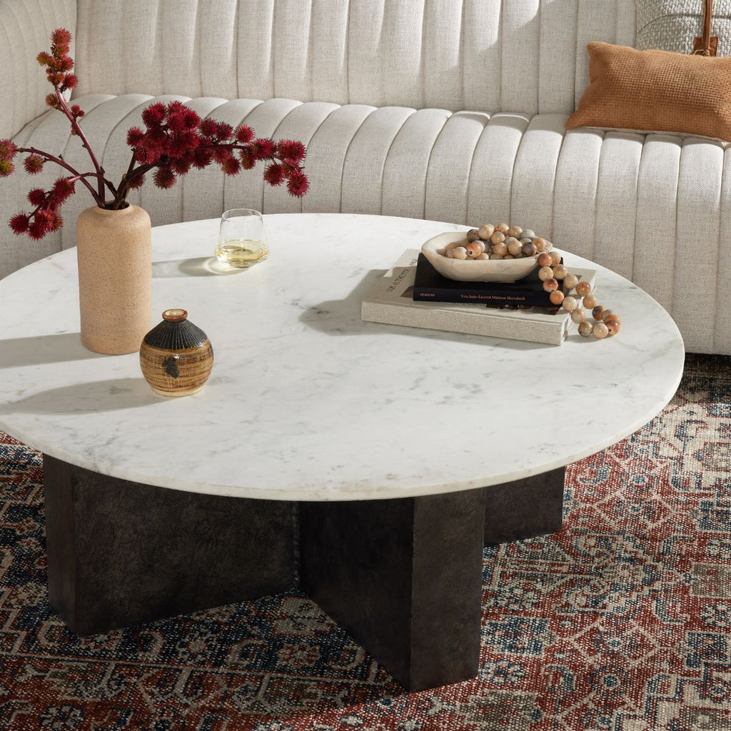 Onyx Coffee Table, Polished White Marble - Sage InteriorsFHCoffee Tables