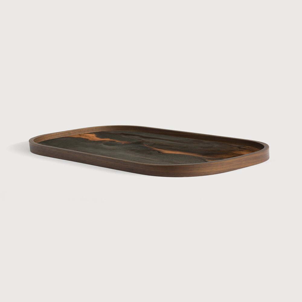 Organic Hand - Painted Glass Valet Tray with Wooden Rim by Bronze Finish - Sage InteriorsEthnicraftvalet tray