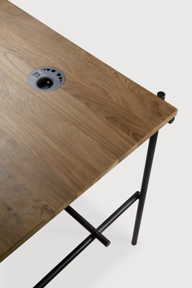 Oscar Desk – Slatted Wood Writing Desk with Storage by Sage Interiors - Sage InteriorsEthnicraft