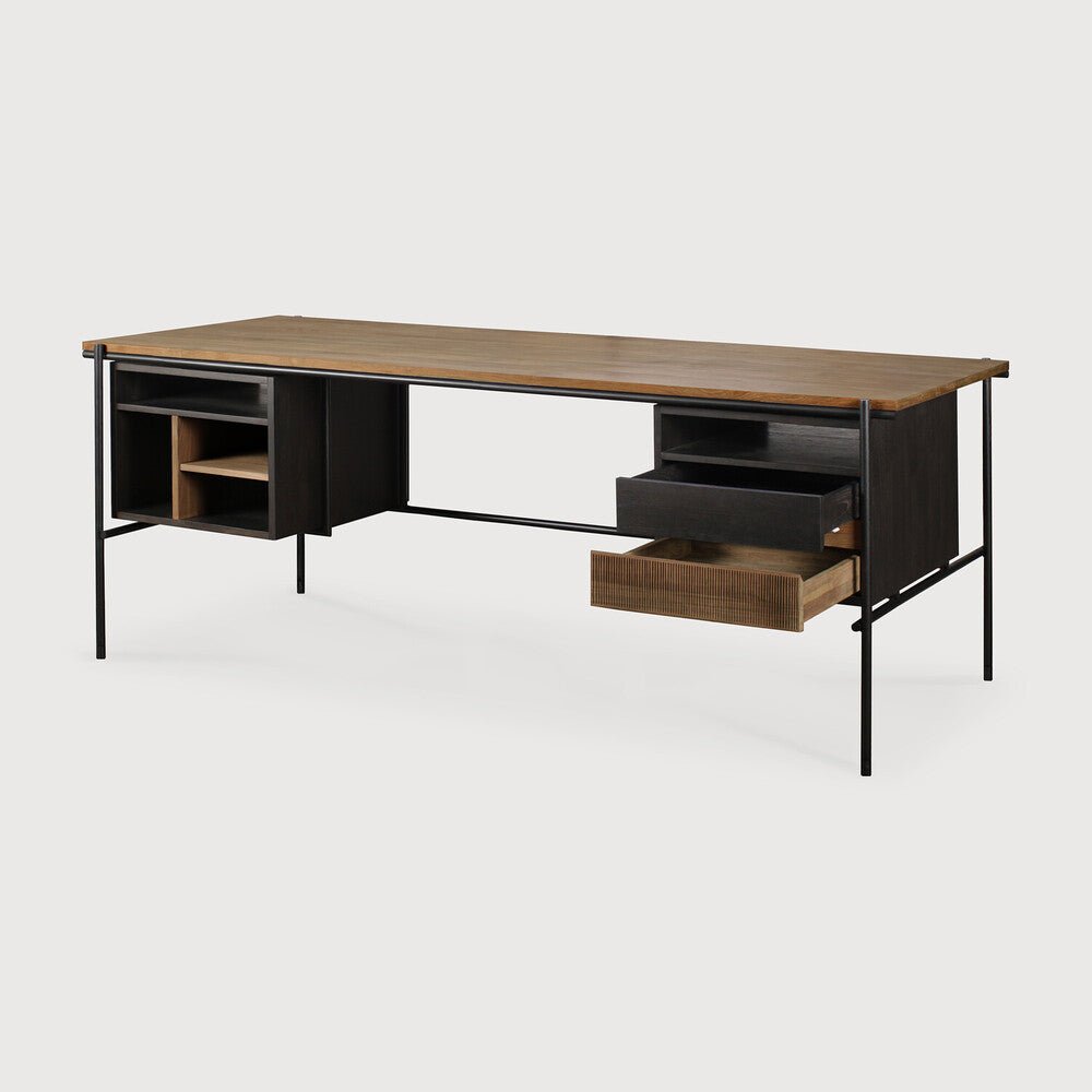 Oscar Desk – Slatted Wood Writing Desk with Storage by Sage Interiors - Sage InteriorsEthnicraft