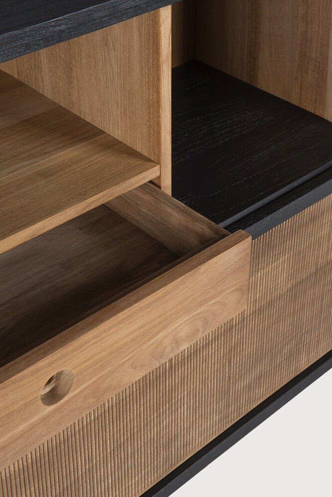Oscar Teak Sideboard – Sculptural Storage with Hand - Carved Grooves - Sage InteriorsEthnicraft