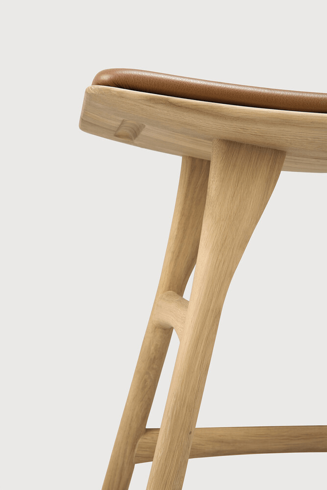 Osso Stool - Varnished Oak - Cognac Leather - Sage InteriorsEthnicraftStool