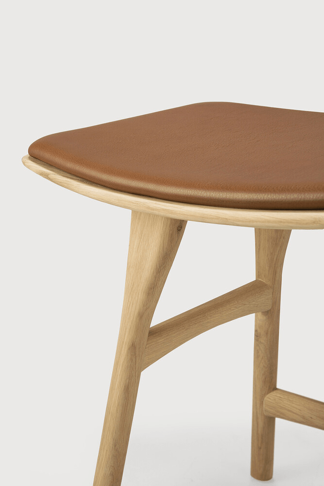Osso Stool - Varnished Oak - Cognac Leather - Sage InteriorsEthnicraftStool