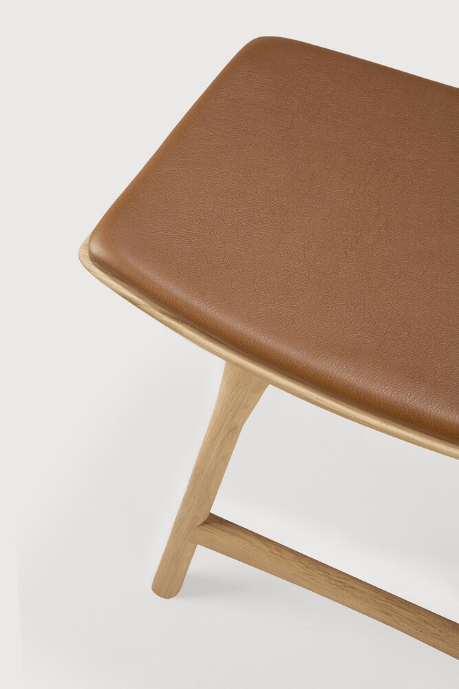 Osso Stool - Varnished Oak - Cognac Leather - Sage InteriorsEthnicraftStool