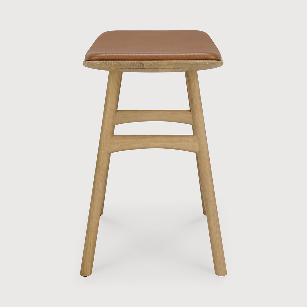 Osso Stool - Varnished Oak - Cognac Leather - Sage InteriorsEthnicraftStool