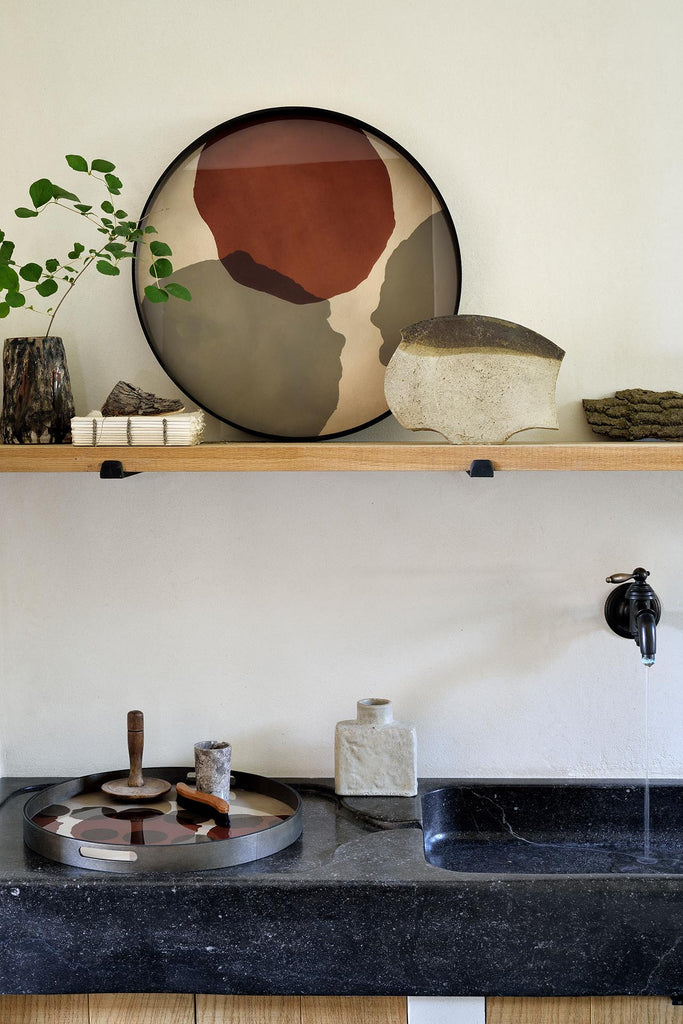 Overlapping Dots Glass Tray Bronze Finish with Organic Motif Sage Interiors - Sage InteriorsEthnicrafttray