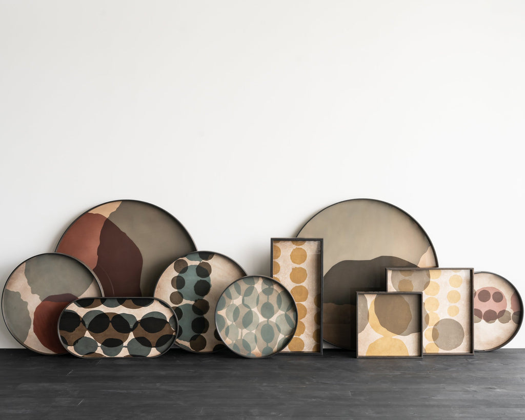 Overlapping Dots Glass Tray Bronze Finish with Organic Motif Sage Interiors - Sage InteriorsEthnicrafttray